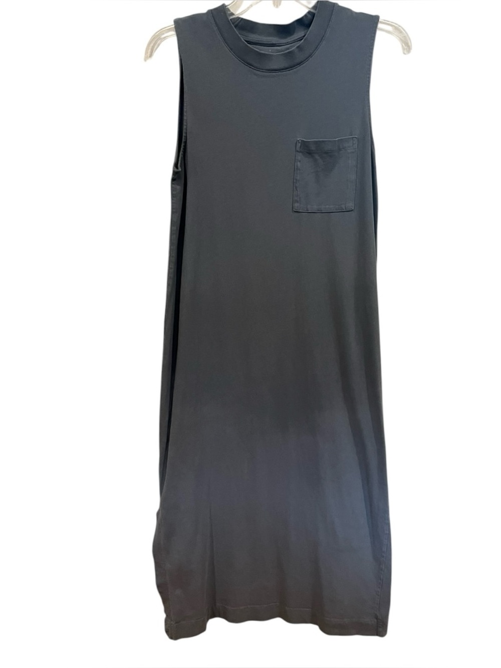Everlane dusty blue cotton maxi dress side slit size medium